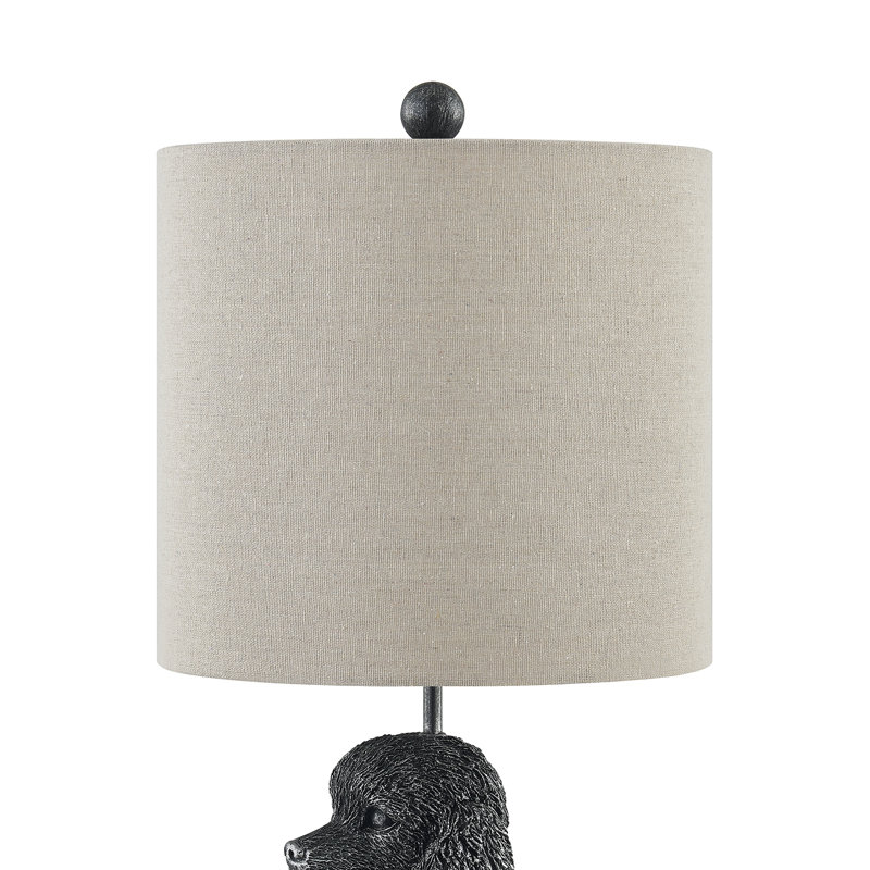23.75" Bronze Poodle Table Lamp  With Shade, Black, Tan