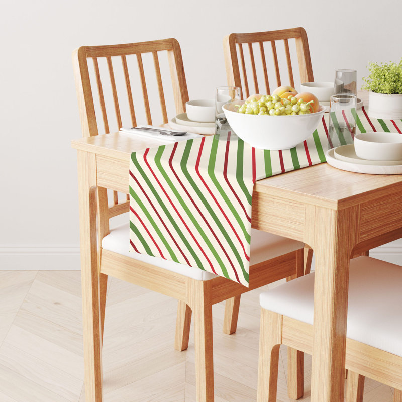 Englert Christmas and Diagonal Stripe Table Runner, 108" L x 14" W