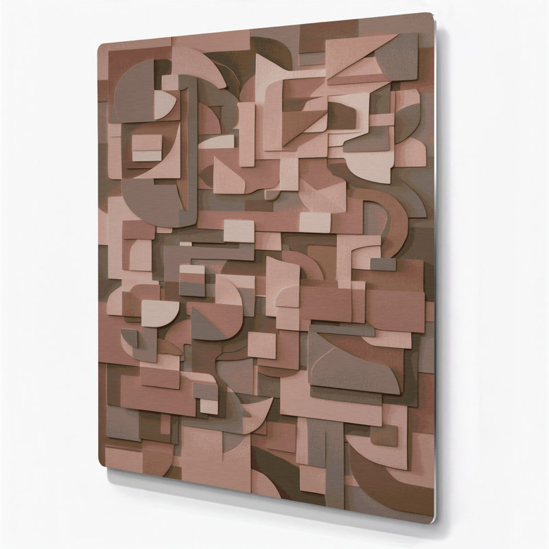 Abstract Shapes 82 Brown Metal Wall Art, 11" H x 14" W