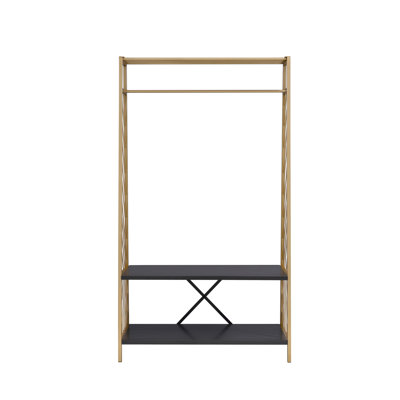Pahor Gold & Black Finish Hall Tree