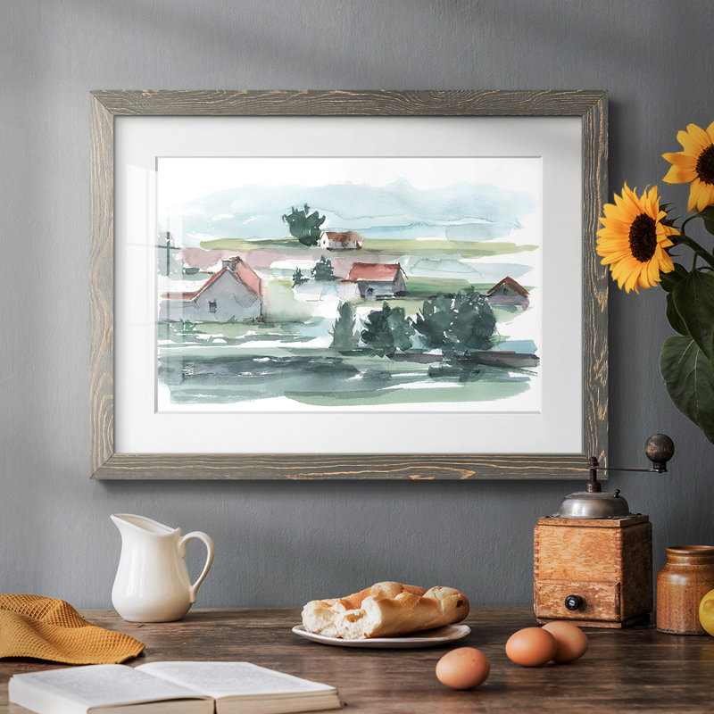 Valley Farm II - reproduction de cadre photo simple, H 18 po x l 26 po x P 1,5 po, Gris