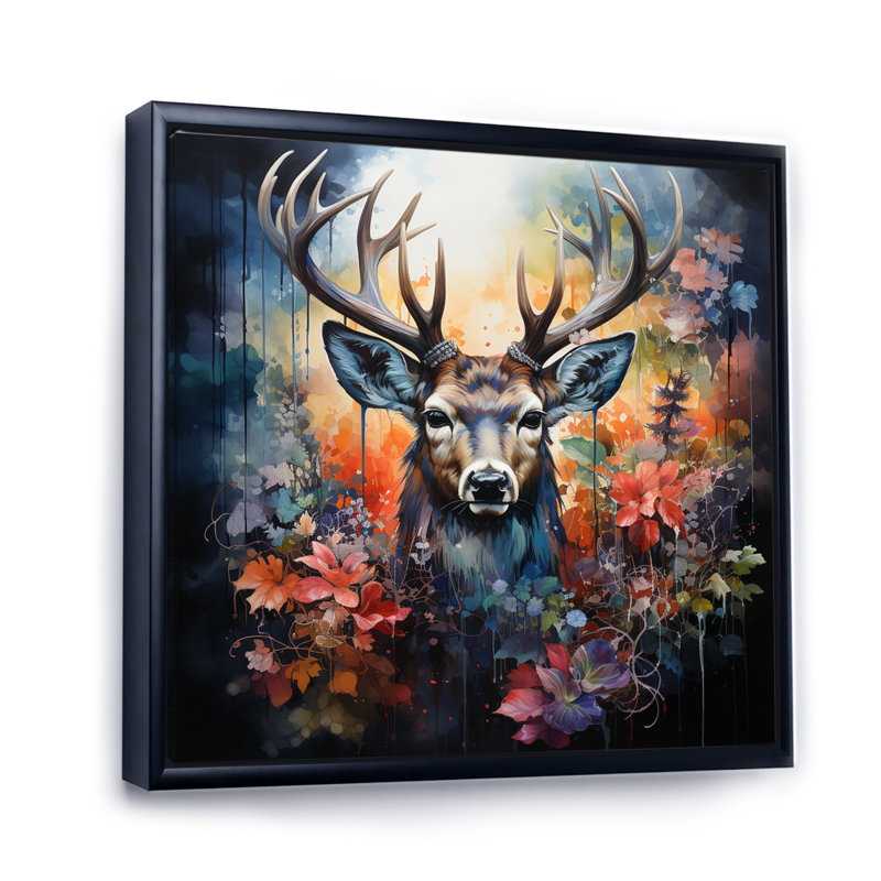 Berkant Deer Wilderness Symphony - impression, Cadre flottant noir, 24" H x 24" W