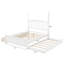 Structure de lit plateforme avec lit gigogne simple TG et 2 tiroirs de rangement, lit en bois classique avec tête de lit à broche-968713360