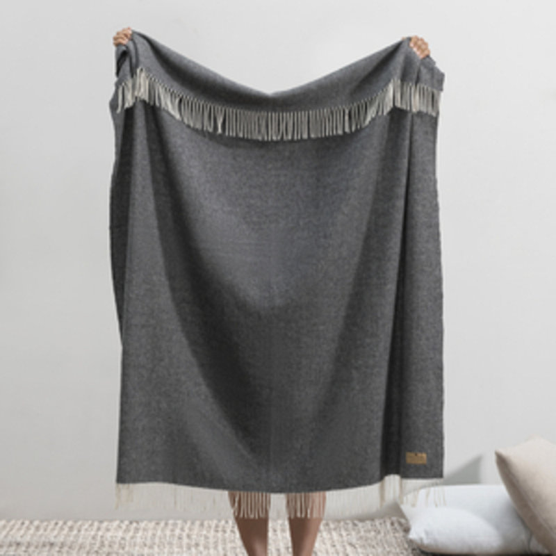 Pinstripe Cashmere/Lambswool Throw, Onyx