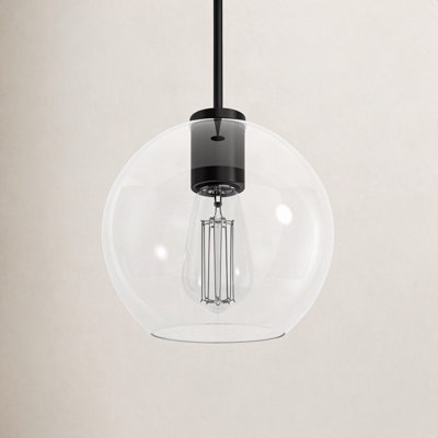 Childerley 8" W 1-Light Steel Single Sphere Pendant with Clear Glass Shade