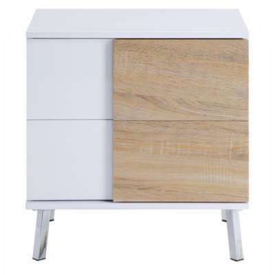 Table de bout ultra brillante avec 2 tiroirs Table basse naturelle Table basse Table de salon