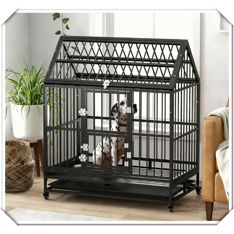 Caisse pour chien robuste à roulettes verrouillables à double porte et plateau amovible