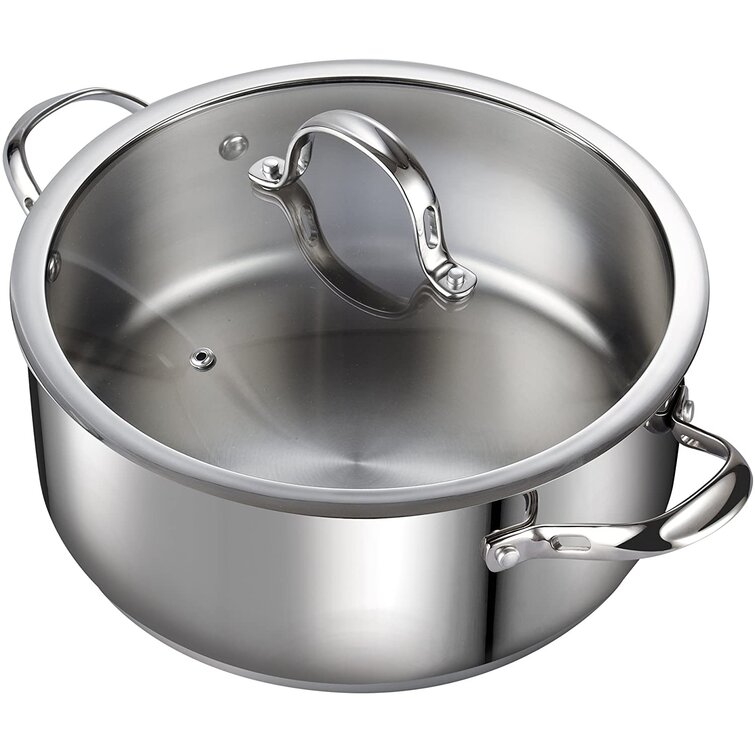 Cooks Standard Dutch Oven Casserole with Glass Lid, 6-Quart Classic  Stainless Steel Stockpot, Silver