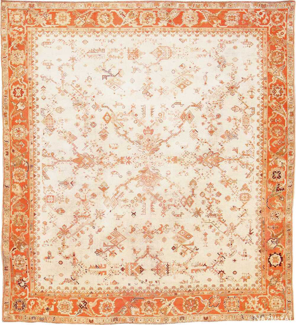 Nazmiyal Collection Large Ivory Background Antique Irish Donegal Rug ...