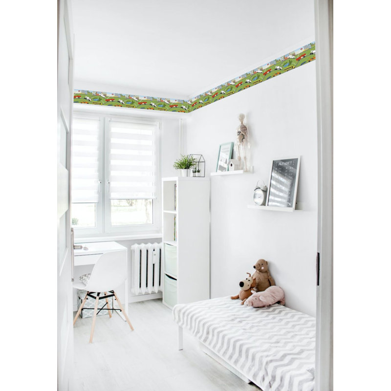 Bordure de papier peint L 15 pi x l 18 po Floreine, Vert, orange et rouge