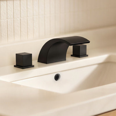 Robinet de salle de bain surdimensionné à 3 trous et 2 poignées avec évier cascade