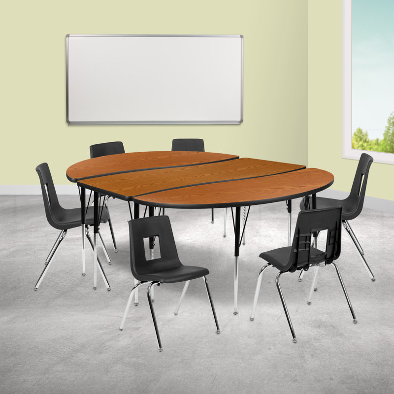 Ensemble de tables d'activités flexibles Goddard, L 60 po x P 86 po x H 21,25 po à 30,25 po, Chêne