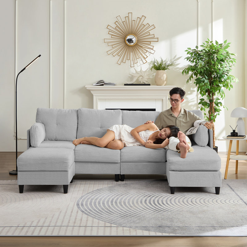 5 Seater Chenille Sectional, gray
