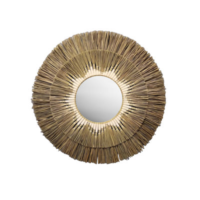 Niko Natural Mendong Round Wall Mirror