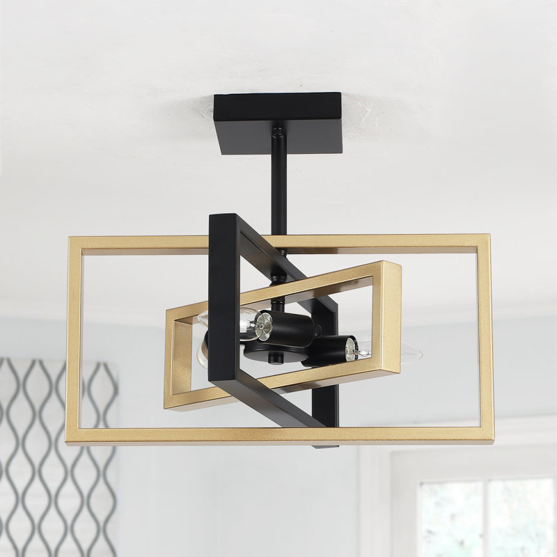 Ekber Semi Flush Mount, Matte Black/Gold