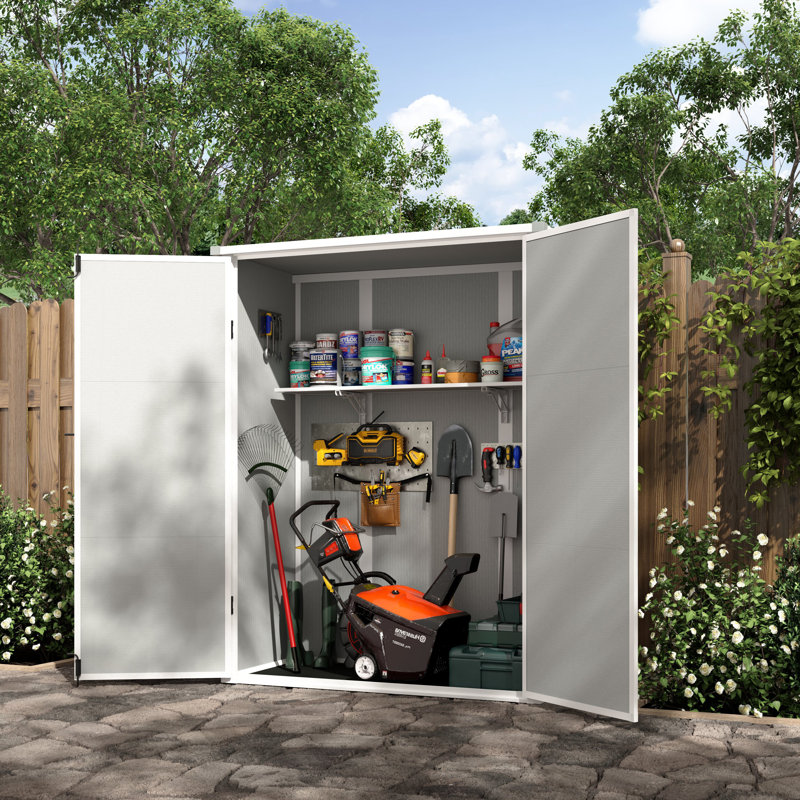 Versatile Outdoor 48 in. W x 21 in. D Resin Tool Shed With Shelf