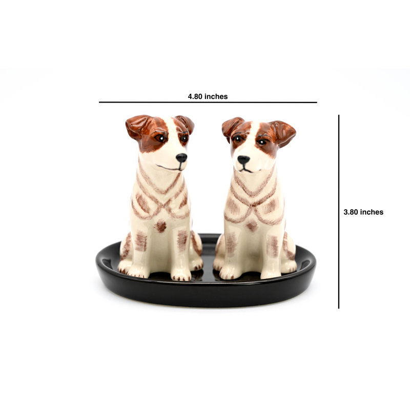 Plateau à sel et à poivre Huskie et plateau en céramique noire