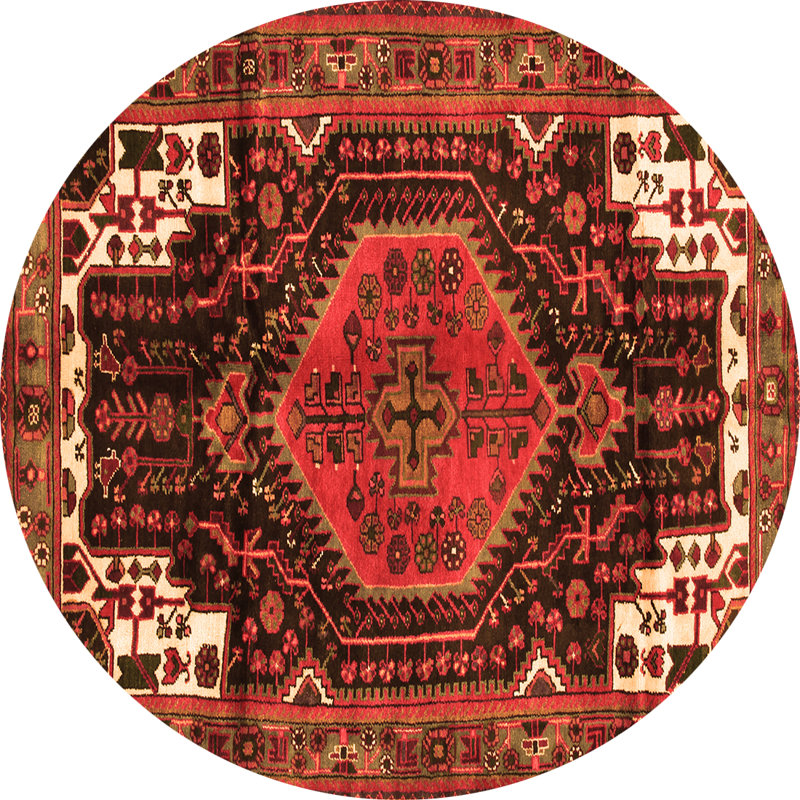 Tapis beige / noir / rouge en laine et polyester tissé à la machine 7 pi Benvinda Southwestern