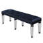 Banc de chambre en velours bleu marine foncé avec rembourrage et pieds en miroir magnétisme et relaxation