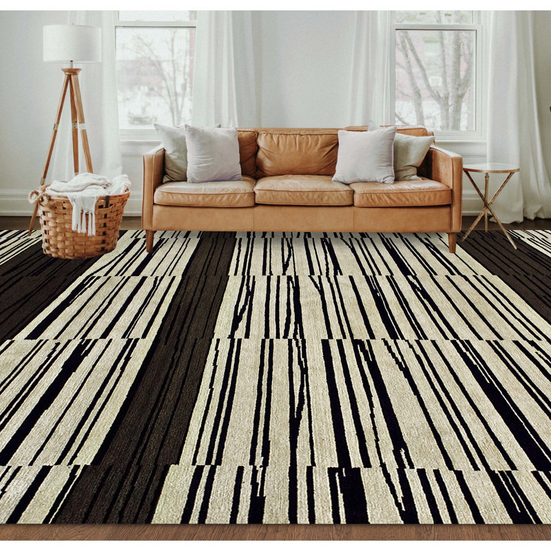 Wool Striped Area Rug, Rectangle 9' x 12'