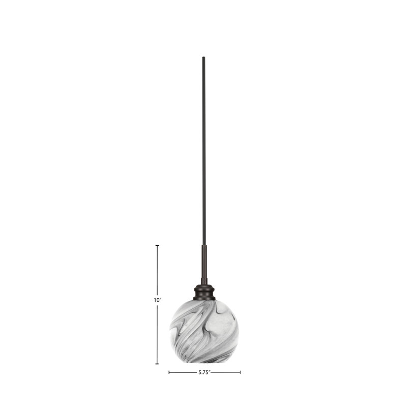 Mini-luminaire suspendu à cordon Edge avec verre tourbillon onyx de 5,75 po, Espresso