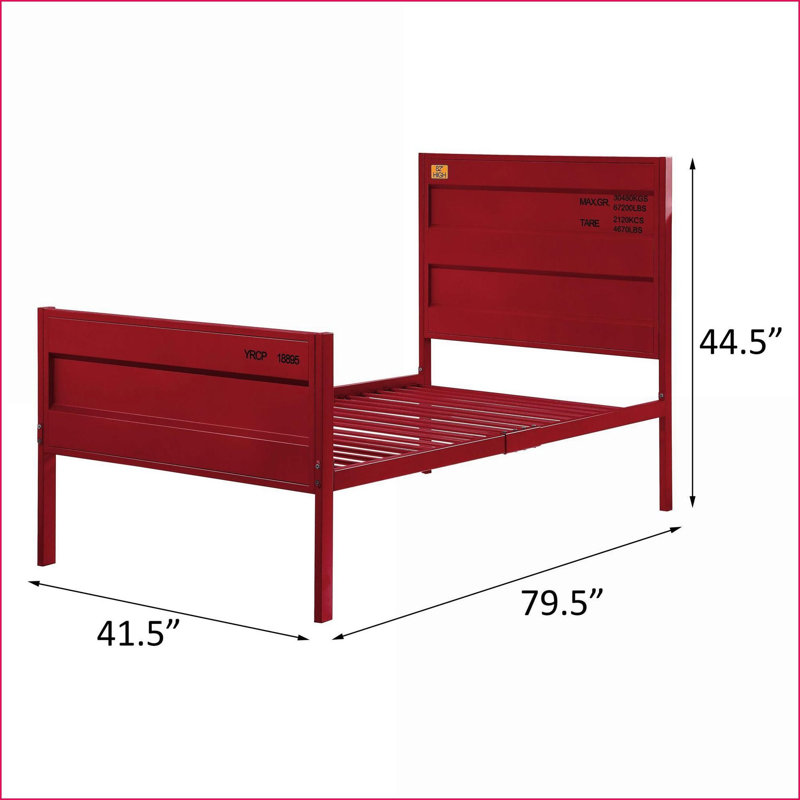 Base de lit plateforme simple en métal rouge - Contenant de style industriel pour chambre à coucher, Lit simple, Rouge
