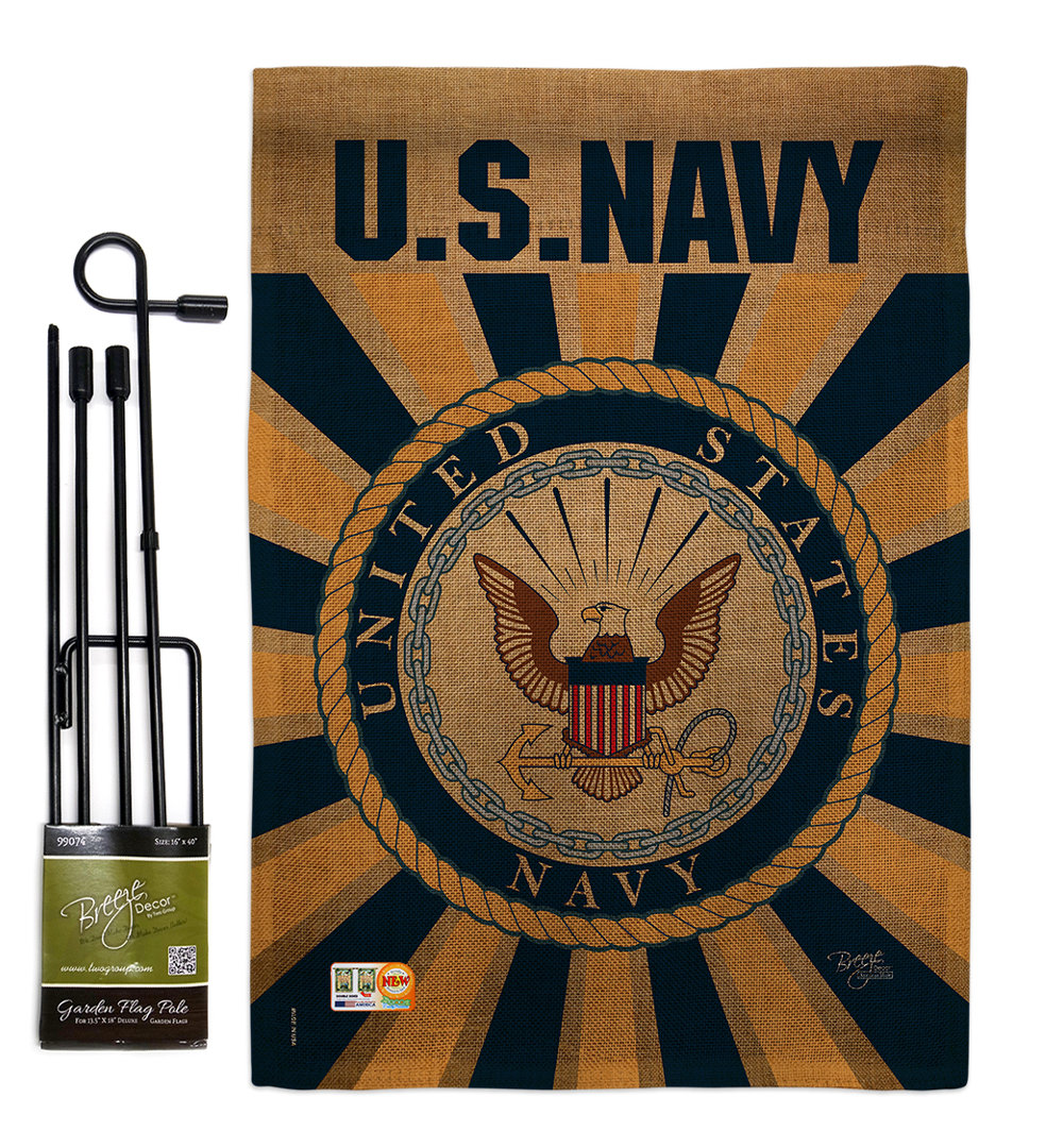 Double Sided 18.5'' H x 13'' W Burlap Flag Set Breeze Decor