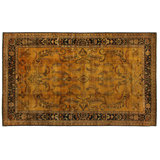 Mohajeran Sarouk Wool Oriental Area Rug in Black/Gold/Green/Brown