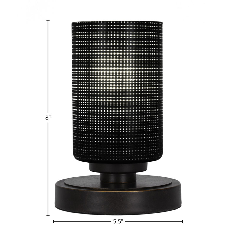 Lampe d'appoint Aneka avec verre matriciel de 4 po, Blanc, Granit foncé