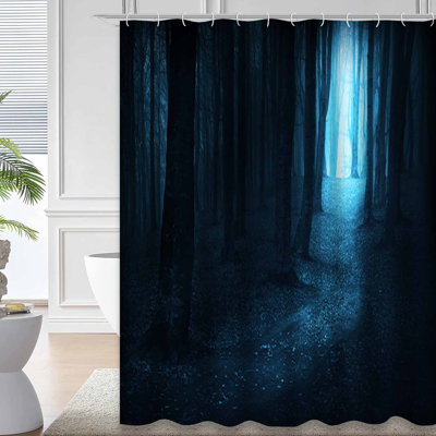 Rideau de douche foncé avec 12 crochets Dark Forest