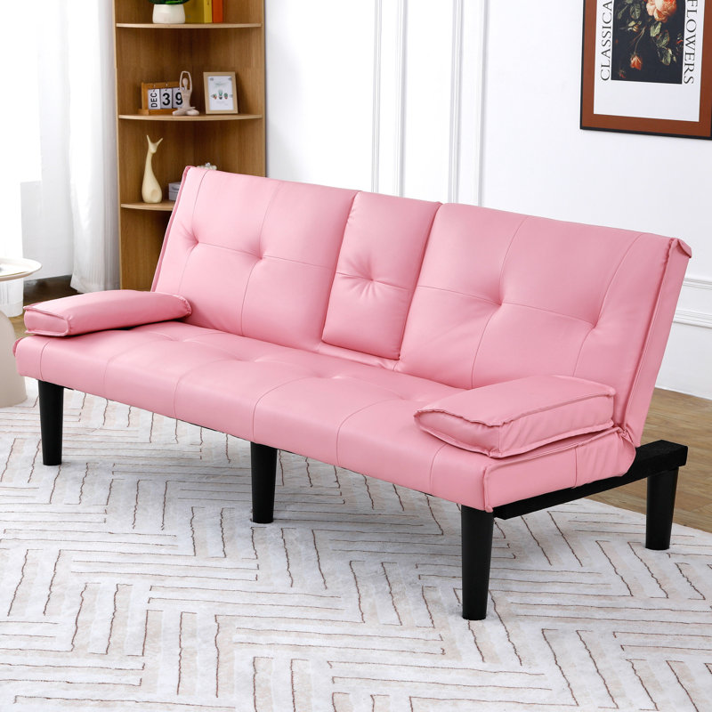 Lit multiple rose de 67 pouces avec porte-gobelet bien pensé pour se détendre dans des dortoirs, 67, Rose