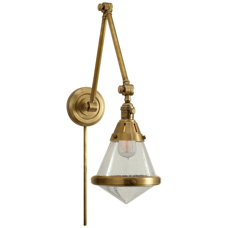 Thomas O'Brien Gale Library Wall Light, Antique Brass, Seeded Glass