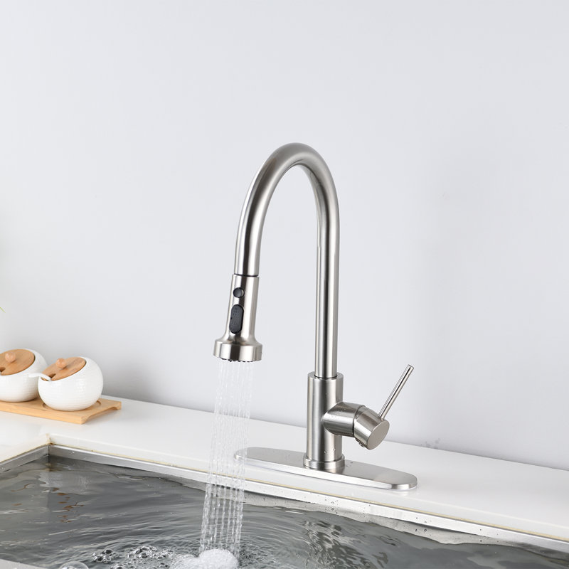 SOUEEUM Pull Down Kitchen Faucet, Brushed Nickel