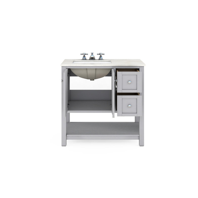 Meuble-lavabo en bois massif 36 po avec comptoir en quartz durable Yellowstone