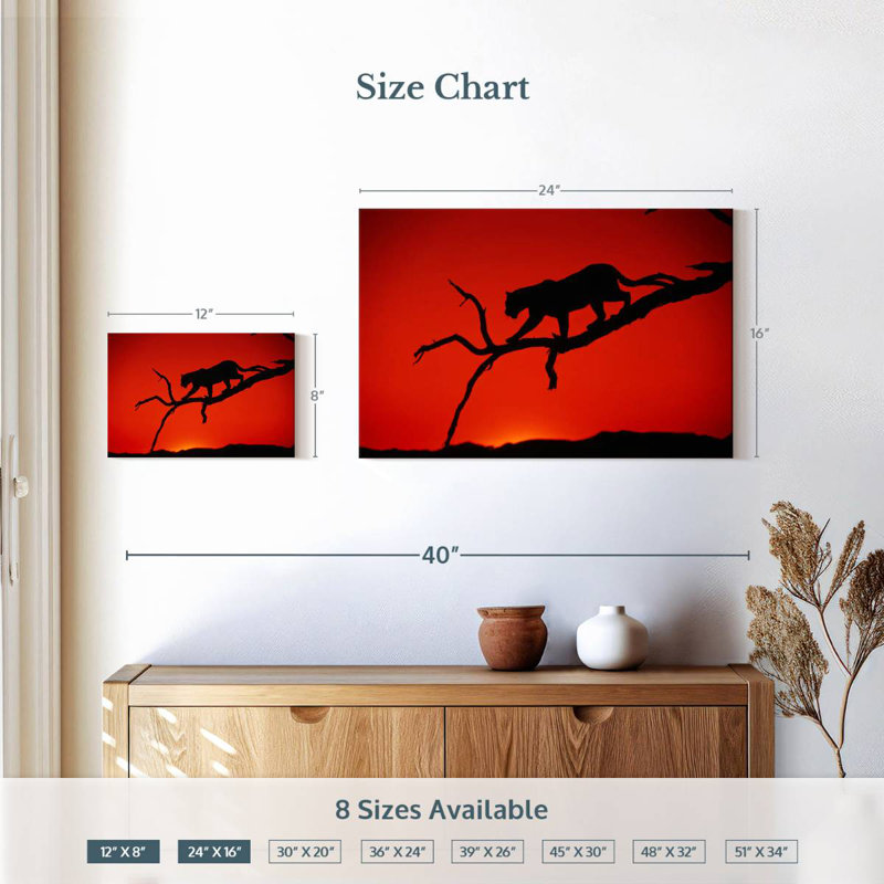 Brampt Red Silhouette Leopard, 16" H x 24" W