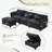L Shaped Chenille Sectional Sofa with Storage Ottoman, Phone Holder and USB Charging Port-1021853232