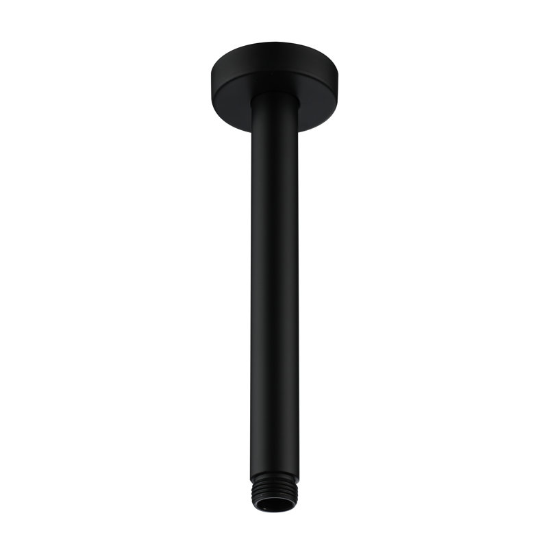 Bras de douche rond à fixation au plafond, Noir mat