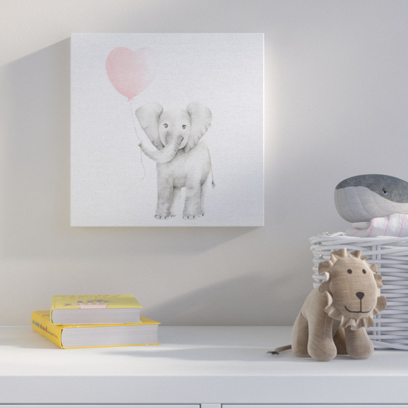 «Kepler Baby Elephant Ballon», impression en rose, H 17 po x l 17 po, Toile tendue
