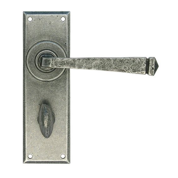 Avon Bathroom Door Handle, Pewter Patina