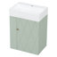 Meuble-lavabo mural 20 po avec lavabo en céramique, porte à motif de losanges, poignée dorée et tablettes latérales-783055275