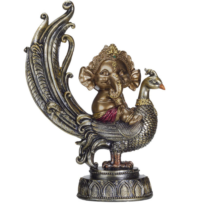 Statue de dieu éléphant Richardton, dieu éléphant Ganesha sur paon