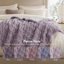 Plaid réversible en fausse fourrure froncée unie, gris lavande, 127 x 152 cm-23352288