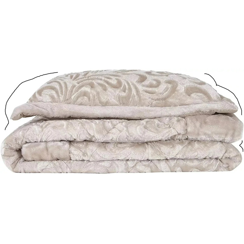 Bedspread with Pillow Shams Included, Double Bedspread + 2 Standard Shams, Beige