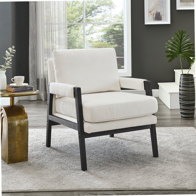 Fauteuil d'appoint rembourré en chenille de style Mid-Century, White