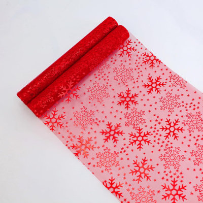 2 chemin de table de Noël flocon de neige rouge 108 pouces rouge scintillant feuille métallique paillettes métalliques décorations de table de salle à manger pour la fête de Noël d'hiver saisonnier