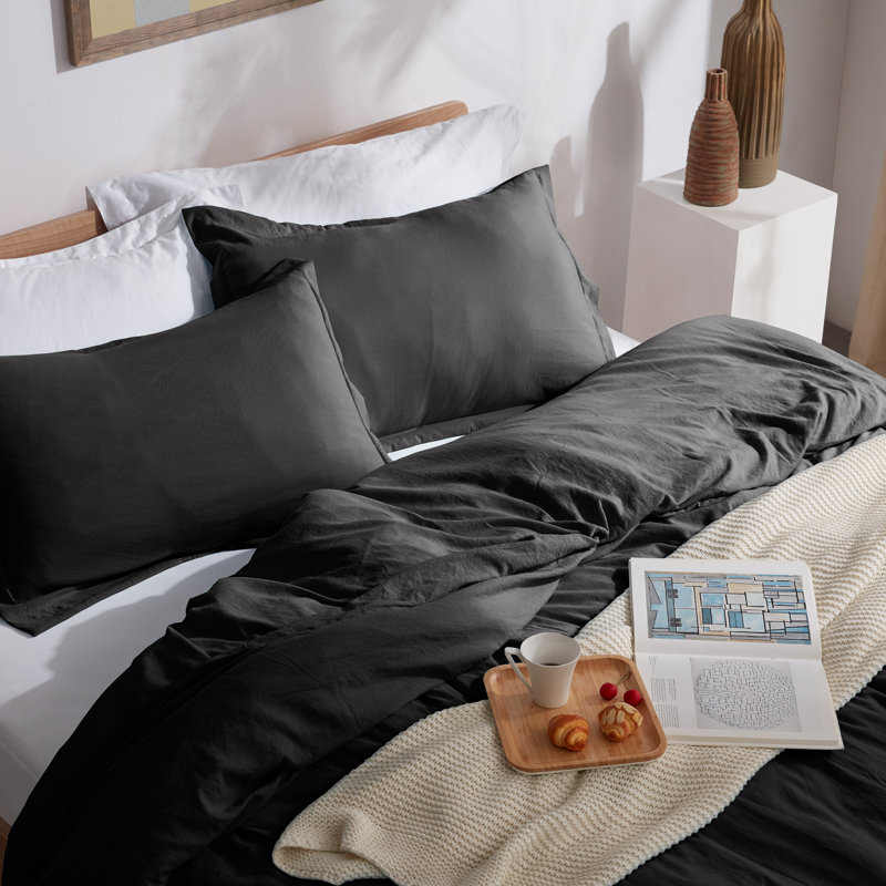 Twill Duvet Cover, Twin Duvet Cover + 1 Standard Sham, Black