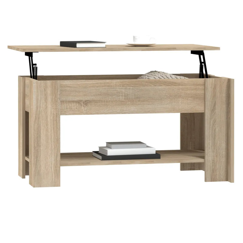 Huso Lift Top Four Leg Coffee Table with Storage, Sonoma Oak