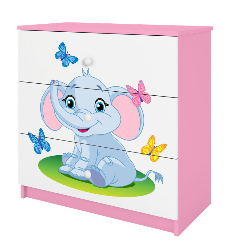 Cicero Kids 3 - Drawer Chest, Pink/White