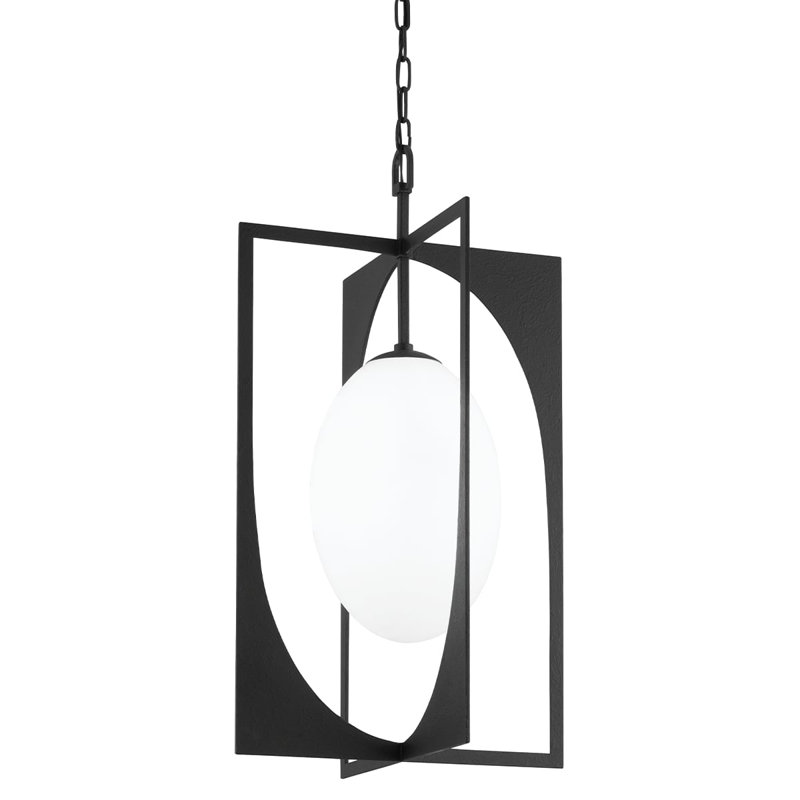 Enzo 1 Light Large Lantern - Gesso White, Black Iron, 15" H x 10" W x 10" D
