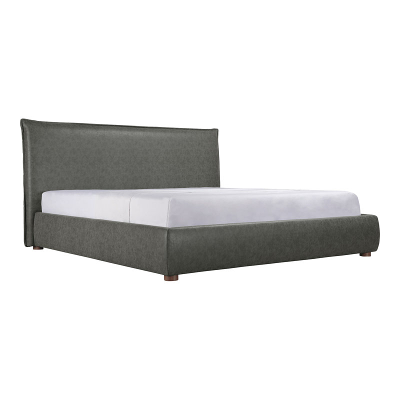 Timothy Upholstered Low Profile Platform Bed, Queen, 45.5, Dark Grey Faux Leather